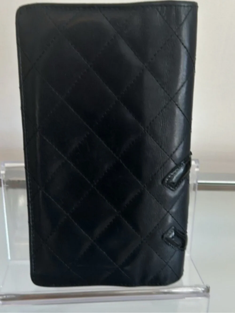 Chanel Cambon Ligne Black Quilted Leather Long Wallet Hot Pink Interior CC Logo